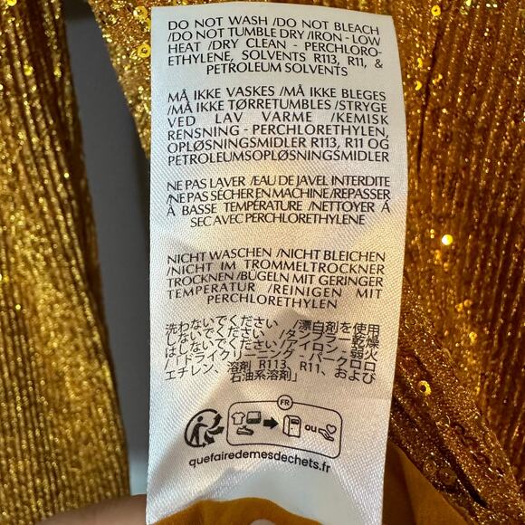 NWOT STINE GOYA Odis Gold Sequined Designer Plissé-Knitted Mini Dress SZ XS & S - Picture 12 of 16